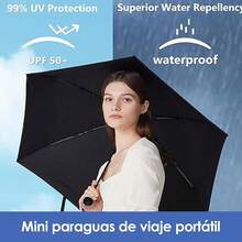 Paraguas de bolsillo, paraguas,Paraguas Portátil Resistente a La Lluvia, Sombrilla in Protección (Negro) - Negro - Ver 4