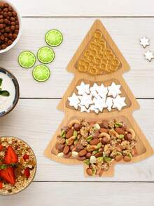 1 tavă de servire pentru brad de Crăciun, platou din lemn pentru aperitive pentru petrecere, placă creativă pentru gustări, brânză, fructe și nuci, piesă centrală pentru divertisment de sărbători