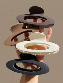 4 pièces/1 pièce Pinces à cheveux en plastique léger ovales de 11 cm/4,33 pouces en noir, blanc, kaki et marron. Pinces à cheveux élégantes et simples de haute qualité, de couleur unie, convenant pour un usage quotidien, décontracté, en soirée, pour le trajet, la plage, le chignon, la queue de cheval, le lavage du visage, le maquillage, comme accessoire de tenue. Pinces à cheveux d'hiver élégantes