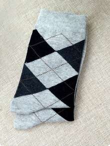 1/5 双男士正装袜，透气商务专业正装袜，舒适中筒袜，适合男士休闲和正装 - 彩色 - 查看 3