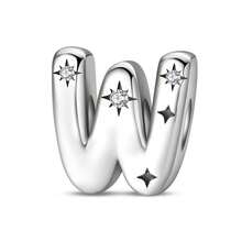 Easvnya S925 Silver-Plated A-Z 26-Letter Silver Star Beaded Daily Versatile Pendant, Commuting Small Pendant Suitable For Original Bracelets And Necklaces, Simple And Fashionable Pendant DIY Jewelry Making, Buy Your Favorite Letters To Form Your Own Birthday Or Name, Women's Birthday, Holiday Party Gifts