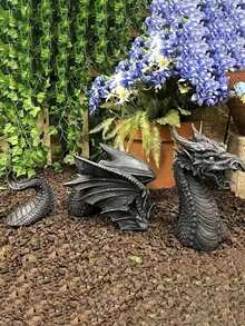 1 Stück gotische Drachen Statue, Innen- und Außendekoration Drache, detailliert gearbeitet, einzigartige gotische dekorative Skulptur für Halloween Dekorationen, Party Dekorationen, Geburtstags Dekorationen, Garten Dekoration, Zimmer Dekoration, Heim Dekoration, Schlafzimmer Accessoires, Heim Accessoires und Feiertags Essentials