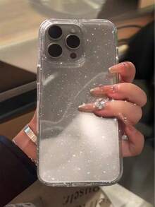 1 pezzo Custodia per telefono in TPU morbido, compatibile con 17 Air 16 15 14 13 12 11 Pro Max Plus, con glitter di lusso e paillettes chiare