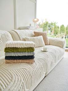 1 pieza Funda de cojín de sofá de felpa gruesa y suave de estilo minimalista, protector de sofá a prueba de mascotas, antideslizante y antipolvo, funda decorativa de sofá, fácil de limpiar, se ajusta a sofás de 1 a 4 plazas, sofás en forma de L, adecuado para sala de estar, dormitorio, estudio, oficina, fiesta, club, exterior