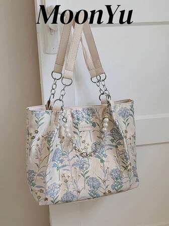 花卉面料女士手提包，大容量通勤包，时尚百搭必备