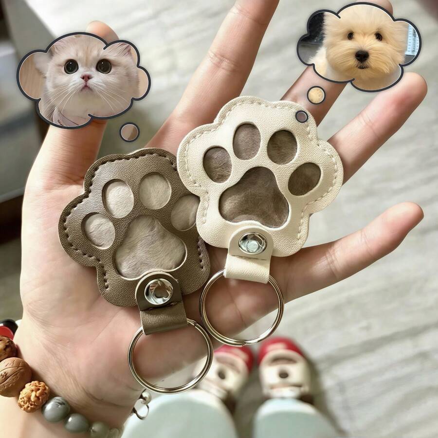 Pet Hair Memorial Keychain - Cute Paw Design With Space To Store Dog/Cat Hair, Pet Owner Memorial Accessory, Unique Gift Idea