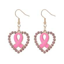 1 Pair Pink Ribbon Earrings For Women's Breast Health Awareness - Ideal Gift For Charity Fundraising Events