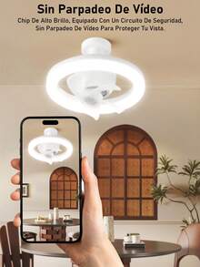 1PC 50W Luz LED 360° oscilante para ventilador, luz para ventilador de techo, ventilador de techo pequeño con mando a distancia, con función de temporizador, tres velocidades de viento, tres temperaturas de color, E27, para dormitorio estudio cuarto de baño - Tipo de Enchufe A USA (110-127V) - Ver 7