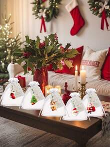 120/60/30/15-Piece Christmas Keychain Set, With Christmas Tree/Elk/Wreath/Santa Claus/Gingerbread Man Designs, Acrylic Material, Bag Pendant, Holiday Party Gift Set, Desktop Decoration, Souvenir Set, Suitable For Christmas Gifts, Holiday Decorations, And Gifts For Friends And Family