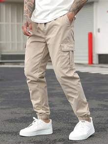 4-Piece Men's Durable Work Pants With Multiple Pockets For Outdoor Sports; Cargo Pants That Are Machine Washable And Make Great Holiday Gifts. - Color Mixing - View 3