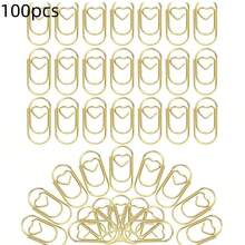 20/50/100/200 peças de clipes de papel em formato de coração dourado, pequenos mini clipes engraçados para escritório, escola, organização de mesa em casa, organização de arquivos, escola, escritório, marcadores de página multifuncionais de design doméstico, clipes em formato de coração coloridos para macaron, clipes de fichário criativos de metal