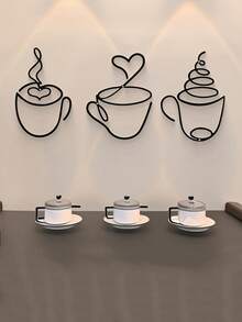 [Luxury Wrought Iron Wall Art] 1 Piece / 3 Pieces Modern Black Metal Wall Art With Pattern Design And Cultural Theme Sculpture. Suitable For Indoor Wall Decoration In Living Rooms And Dining Rooms, It Is Also An Ideal Choice For Valentine's Day, Wedding, Ramadan And New Year Decorations - Luxury Wrought Iron Wall Art. - Multicolor - View 5