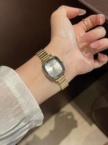 1pc Women's Stainless Steel Strap Watch, Classic Square Shape, Elegant Quartz Watch Suitable For Daily Wear, Business, Parties