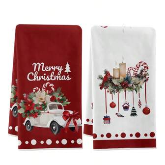 2pcs Christmas Hand Towels With Christmas Tree & Snowman Designs, Kitchen Cleaning Cloths, Suitable For Christmas Kitchen And Bathroom Decor