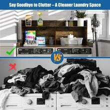 2-Tier Washer Dryer Countertop, Washer Dryer Countertop With Shelf 54" W X 27.5" D Laundry Countertop Washer And Dryer Topper With Non-Slip Pads Large Space For Folding Clothes Rust Brown