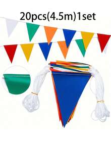 12pcs 4m Heavy Duty Waterproof Triangle Pennant Flags, Outdoor Camping Bunting Flags, Fade-Resistant High Bearing Rope, For Construction Warning, Pool Party Decor, Christmas, Large Events, Banquet, St. Patrick's Day, Easter, Wedding Venue Decoration, Yard Decor, Theme Party Banners (Reusable) - Color - View 9