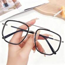 1 par de gafas de montura grande de estilo coreano único con puente doble vintage para hombres