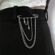 Cold Style Sweet Cross Star Brooch Female Fashion Suit Pin Accessories Chain Hip-Hop Niche Personality Pin , Versatile And Suitable For Formal Occasions - 銀色 - 查看 1