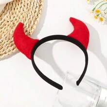 1pc Halloween Accessories Devil Horns Headband, Black & Red Gothic Demon Horns Headpiece For Daily Wear, Festivals, Cosplay