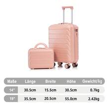 14"/19" 2-Piece ABS Spinner Suitcase Set With Combination Lock & 14" Cosmetic Bag (Black) - Pink - View 2