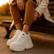 Buffalo Women's High Platform Sneakers Tractor Shoe 7cm High Promotion - White - View 2