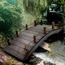 Dollhouse Wooden Arc Bridge With Railings Miniatures Fairy Garden Craft Arch Plank Bridge Figurines Mini Terrarium Kits DIY Rockery Bonsai Plant Pot Moss Micro Landscaping Garden Ornaments - Multicolor - View 5