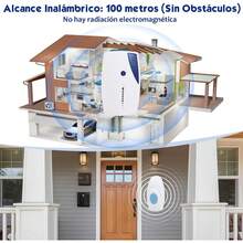 Dallfoll Timbre Inalámbrico,Timbre para Puertas con 1 Transmisor y 1 Receptor,Timbre Impermeable,3 Niveles de Volumen Ajustable con 36 Melodías,LED Indicador,Alcance a 100M, Casa,Oficina,Hotel,Almacén - Azul y blanco - Ver 6