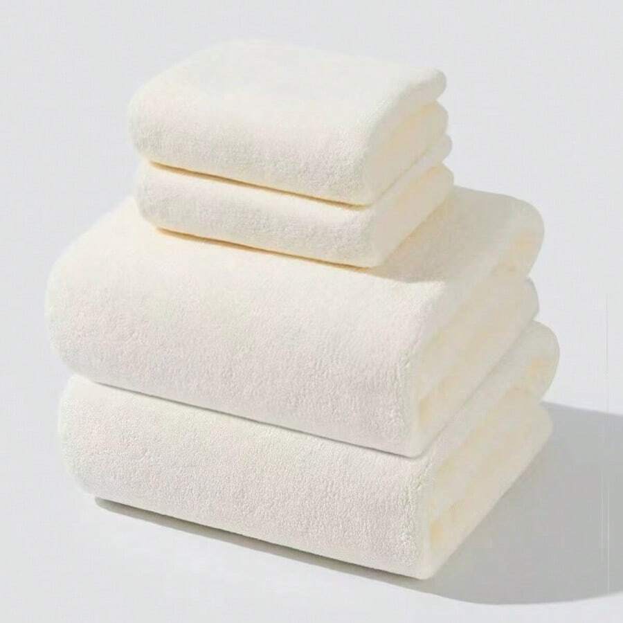 Set de 4 piezas (2 toallas de baño de 70*140cm + 2 toallas de mano de 34*75cm) de felpa de coral de unicolor, suaves, absorbentes, sin pelusa, para uso doméstico unisex, parejas, secado rápido para baño, hotel, gimnasio, viajes al aire libre, fiestas, regalos, playa, salón, spa, escuela, vuelta al cole, viajes, artículos esenciales de viaje, artículos para el hogar, toallas, toallas de ducha para salón de belleza, hotel, deportes, artículos esenciales para el hogar, toalla, cuidado de la piel
