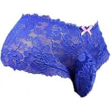 Men's Soft Lace Pouch Briefs - Breathable & Supportive Underwear - Little Blue - View 6