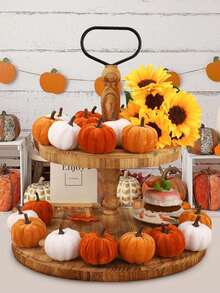 6 bucăți de dovleci artificiali din spumă de catifea falsă, dovleci de toamnă din catifea pentru decorul casei, perfecți pentru festivalul de Ziua Recunoștinței și al recoltei, dovleci din spumă în culoarea portocaliu-alb ruginiu, pot fi folosiți ca decor agățat sau banner, decor de masă de toamnă, piesă centrală de masă de nuntă de toamnă, dovleci decorativi decorativi de Ziua Recunoștinței pentru casă, cadouri elegante pentru decorarea casei tale, Halloween, Crăciun