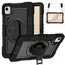 Etui ochronne na tablet Apple Silicone + PC 3 w 1 z uchwytem obrotowym 360°, paskiem na rękę, paskiem na ramię, wytrzymałą, antypoślizgową osłoną ochronną tabletu