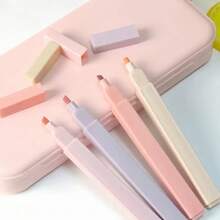 6/12pcs Random Color Muted Neon Highlighter Pens, Rich Color Vintage Style Bright Markers, Large Ink Capacity, Suitable For Students Back To School