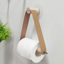 Wooden Toilet Paper Holder, Vintage Design With Screws, Multi-Functional Wooden Towel Rack, Wall-Mounted Rustic Style Paper Roll Holder, Bathroom Decor, Wooden Faux Leather Wall-Mounted Toilet Paper Holder, Storage Organizer Rack - Multicolor - View 10