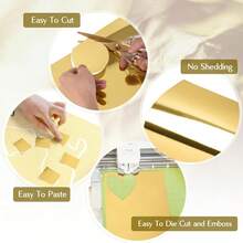 10 Sheets A4 Metallic Gold And Silver Card Stock Sheets For Crafting, Invitations, And Office Supplies - C And Eye-Catching! Single Side,School Supplies,Back To School - Gold - View 6