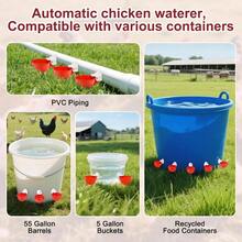 Chicken Waterer Cups, 8 Pack Red Automatics Chicken Waterer, Professional Poultry Cups Suitable Chicks, Duck, Goose, Turkey And Bunny Various Poultry, Compatible With Various Containers - Red + Small - View 7