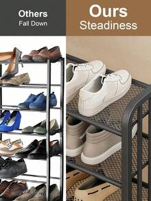 Durable Stable Shoe Rack, 3-Tier Shoe Organizer, Metal Shelf For Organization And Storage, Shoes Rack For Front Door Entrance, Shoe Shelf For Closet Organizer, Elegant Shoe Rack Organizer, Shoe Storage For Bedroom Living Room Bathroom Garage & Corridor, Shoe Rack For 9 Pairs, Sturdy & Durable - Black - View 9