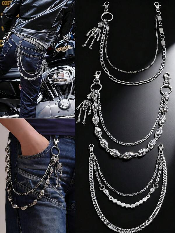 1 Pc Jeans Chains Wallet Chain Pants Chain-Silver Pocket Chain Skull Chains-Hip Hop Rock Chains-Punk Gothic Metal Belt Chain-Biker Trouser Chain Accessory Jewelry Gift For Men Women
