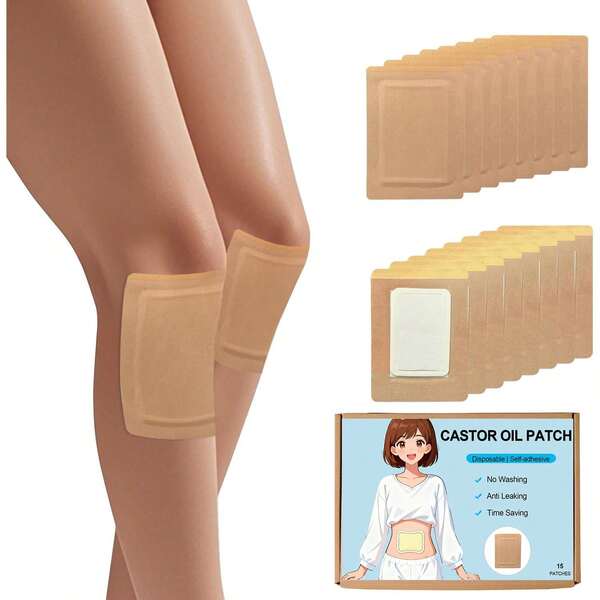 15/30pcs Castor Oil Pack Wrap, Disposable Castor Oil Pack Self-Adhesive, No Leakage, No Wash, Portable (Oil Not Included)