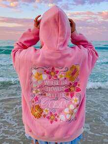 Men's Y2K Retro Embroidered Hoodie - Floral Letter Print Pullover Sweatshirt, Loose-Fit With Pockets, Stylish Embroidery Design, Fashion Streetwear, Warm & Comfortable, Perfect Autumn/Winter Gift For Friends, Partners, And Family, Essentials Hoodie-Pink Hoodie Men - 粉色 - 查看 1