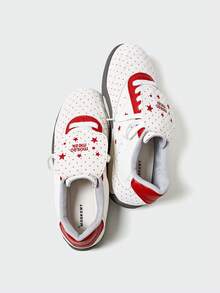 MASKERT 女士休闲运动鞋、女士人字拖运动鞋、女士休闲百搭厚底鞋、女士魔术贴波点鞋、舒适女鞋 - 紅色 - 查看 6