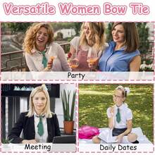 Bow Tie For Women, Adjustable Pre-Tied Ties For Women Girls Uniform Necktie With Rhinestone For Party School Concert - màu xanh lá - Xem 5