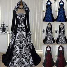 Plus Size - Plus Size - Plus Size - Elegant Women'S Vintage Medieval Dress - Long Sleeve Hooded Gown With Floral Print, Fitted Waist & Bell Sleeves, Square Neckline, Ruched Bust Detail, All-Season Party & Banquet Attire, Plus Size, Halloween Costume, Formal Event Attire, Sophisticated Craftsmanship, Beautiful Floral Print For Halloween, Stage, Banquet, And Party Halloween Costumes Costume Disfraz De Mujer Costumes For Woman Halloween Costume Costume Women Disfraz De Mujer Halloween Mujer Disfraz Disfraz Disfraz Halloween Mujer - trắng - Xem 2