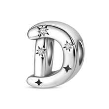 Easvnya S925 Silver-Plated A-Z 26-Letter Silver Star Beaded Daily Versatile Pendant, Commuting Small Pendant Suitable For Original Bracelets And Necklaces, Simple And Fashionable Pendant DIY Jewelry Making, Buy Your Favorite Letters To Form Your Own Birthday Or Name, Women's Birthday, Holiday Party Gifts