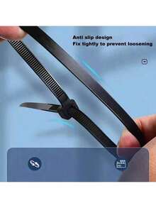 100 قطعة من رباطات الكابلات النايلون الصناعية عالية القوة ذاتية الإقفال باللون الأسود