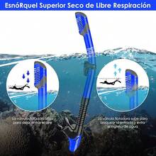 VIESS Gafas de Snorkel, Juego de esnórquel, Snorkel Anti Fugas, Juego deáscara Vista panorámica 180°, Vidrio Templado Anti empañamiento con Tapones para oído, Ideales para Snorkeling, - azul - Ver 3