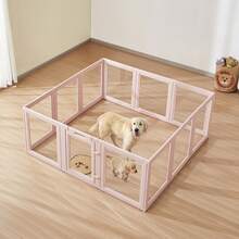 Dog Whelping Box, 60x59x23 In Transparent Plastic Dog Whelping Pen For X-Large Sized Dogs, Waterproof Puppy Playpen With Windows & Door Lock, Easy To Clean, Durable Indoor Pet Dogs Cats Birth Kit - Extra Large Dog (XL) Light Pink - 查看 9