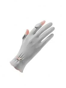 1 Pair Women's Adjustable Fingerless Gloves With Lace Trim, Suitable For Outdoor Cycling, Windproof, UV Protection, Warm For Autumn/Winter/Summer