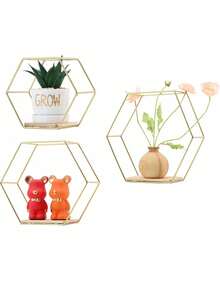 1 pièce Étagère murale hexagonale en métal de style nordique Ins, étagère de rangement murale créative pour le salon, la chambre à coucher