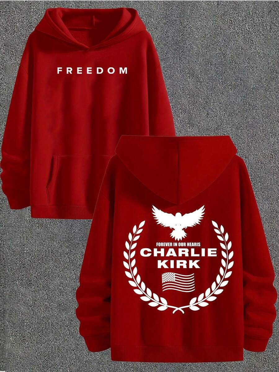 Freedom A True American Patriot Eagle Wreath"Forever In Our Hearts" Memorial Hoodie, ShotDead At Utah College Event Hoodie,2 Sided Graphic DesignUnisex Cotton T-Shirt For Men For Women Menswear Womenswear