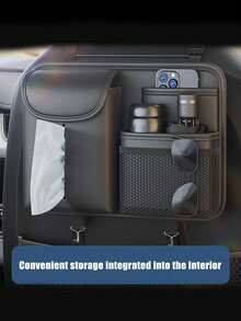 1pc Car Seat Back Organizer, Multi-Functional Car Backseat Hanging Storage Bag, Tissue Box Holder